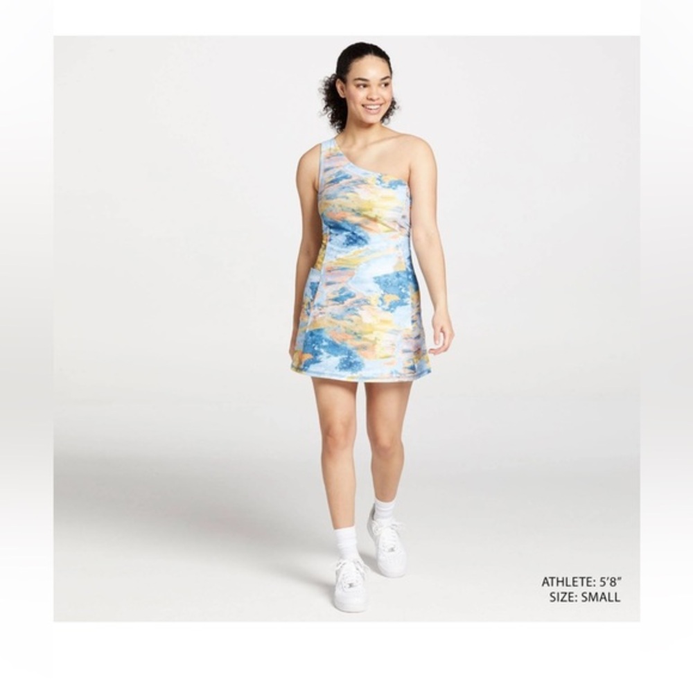 DSG TWITCH + ALLISON NWT One Shoulder MOMENTUM Dress: CRATER LAKE PRINT